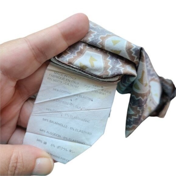 Miu Miu Mens Casual Button Down Shirt Graphic Print Logo All Over Green Brown - Picture 15 of 16